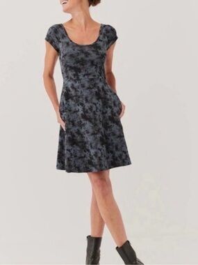 Pact Organic Cotton Dark Cloud Helena Cross Back Mini Dress With Pockets Large